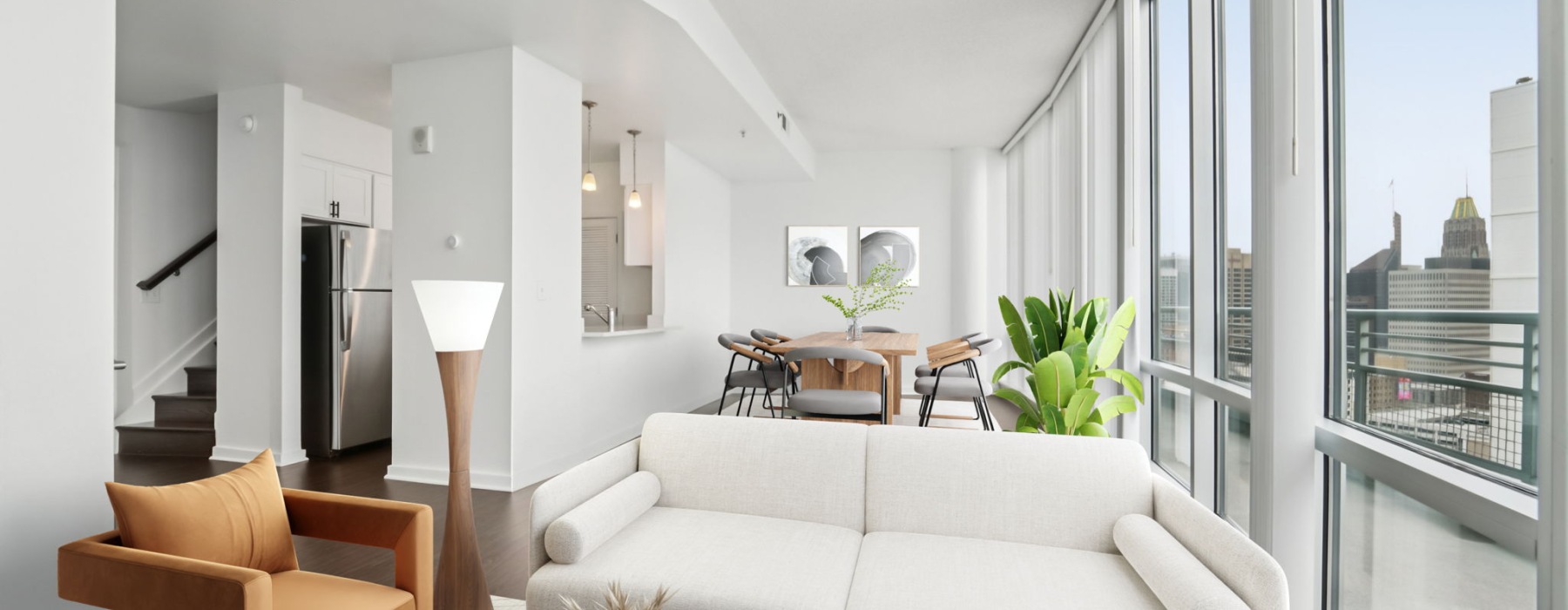 a living room with a couch and a coffee table